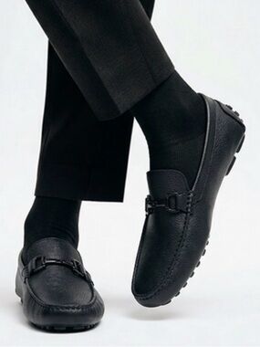 Calvin Klein Men's‎ Black Mox Leather Loafers Size 11.5 Casual Slip On